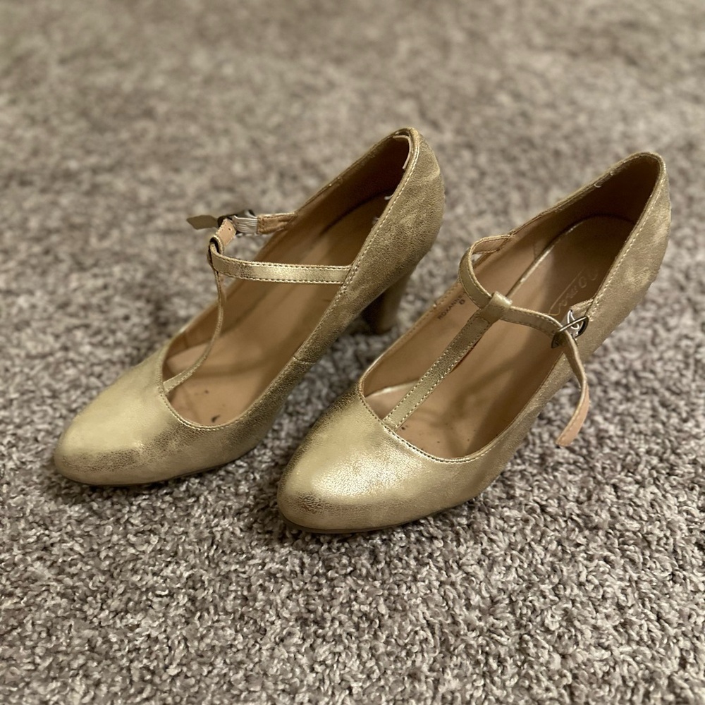 Gold T-Strap Character Shoes